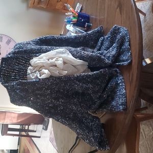 Sweater blue 2x knitted maurices sparkles 3/4 sleeve